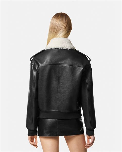 versace shearling|Shearling Leather Blouson Jacket .